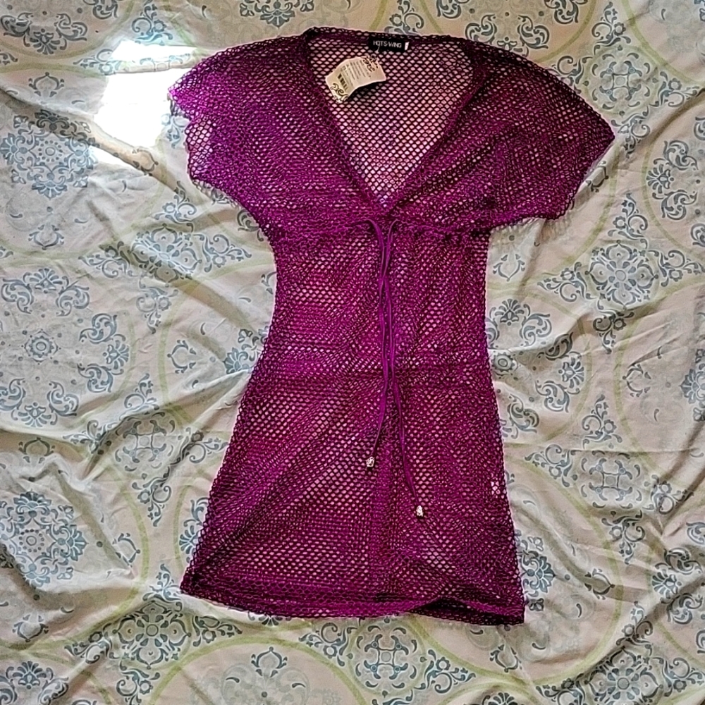 HOTS WING Mesh Beach Cover up,  Medium,  Purple